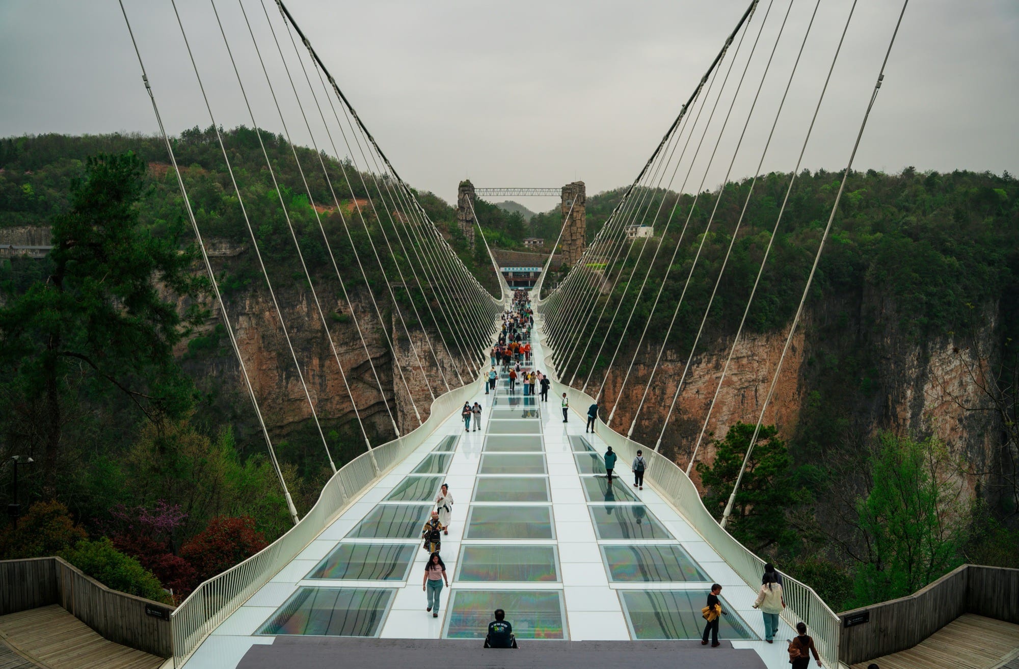 La passerella di vetro sospesa sul canyon.